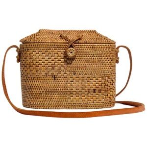 Folk Fortune Bali Rattan Top-Lid Bag